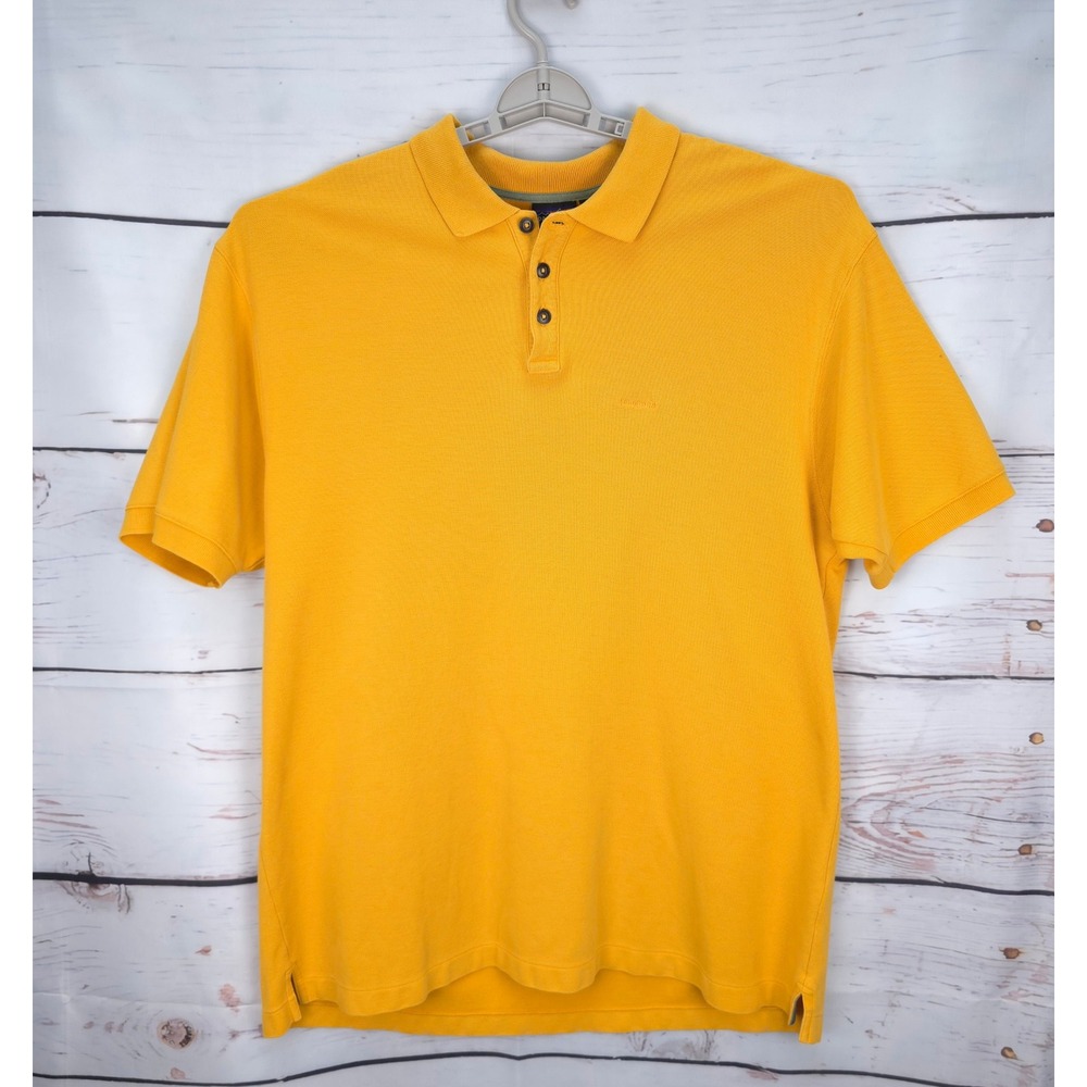 Patagonia Organic Cotton Men XL Yellow Short Sleeve Polo Shirt Preppy Casual‎